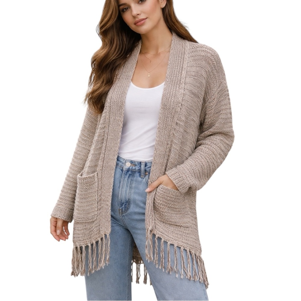 Abercrombie & Fitch Heavy Cozy Boho Layer Cardigan Women’s XS Open Front Fringe